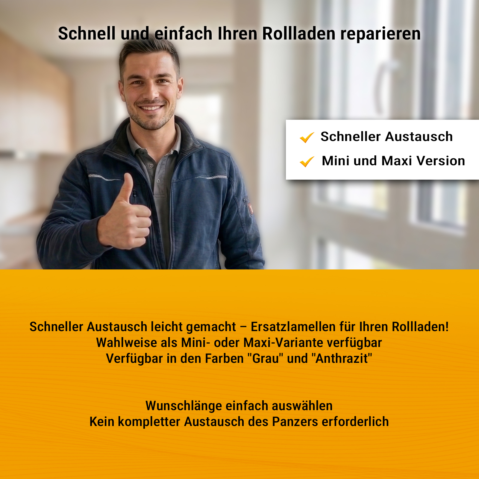 1x Rolladen Lamelle aus Aluminium in Anthrazit, 37mm Deckbreite, 980mm Länge