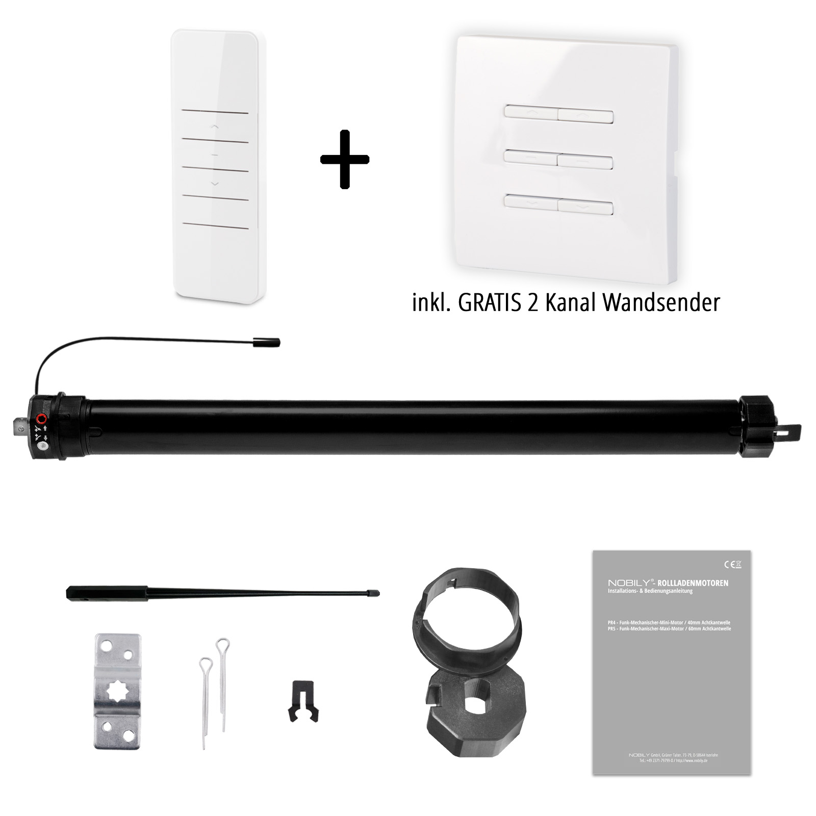 NOBILY Funk Rollladenmotor inkl Wandsender-Timer