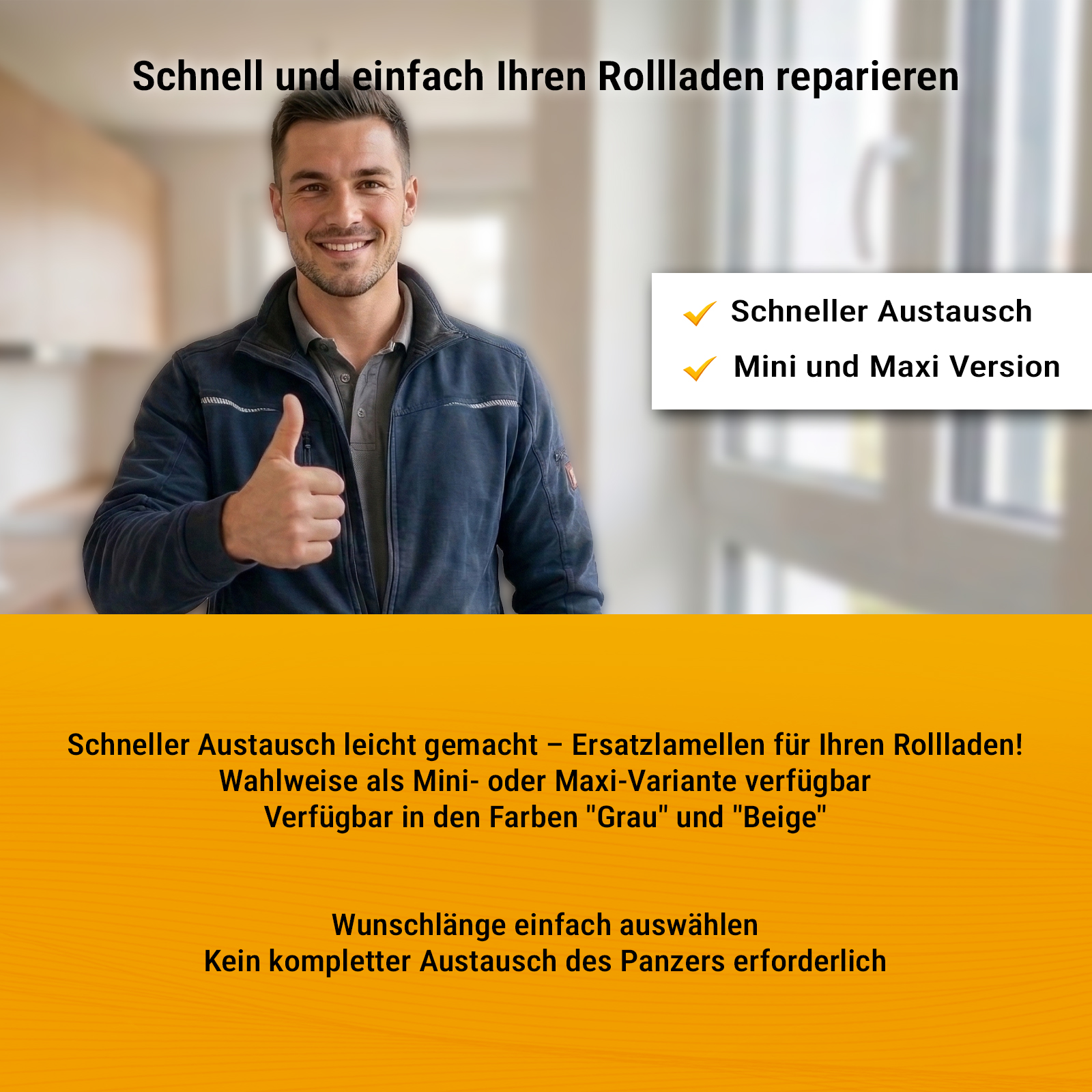 1x Rolladen Lamelle aus Kunststoff (PVC) in Grau, 37mm Deckbreite, 980mm Länge
