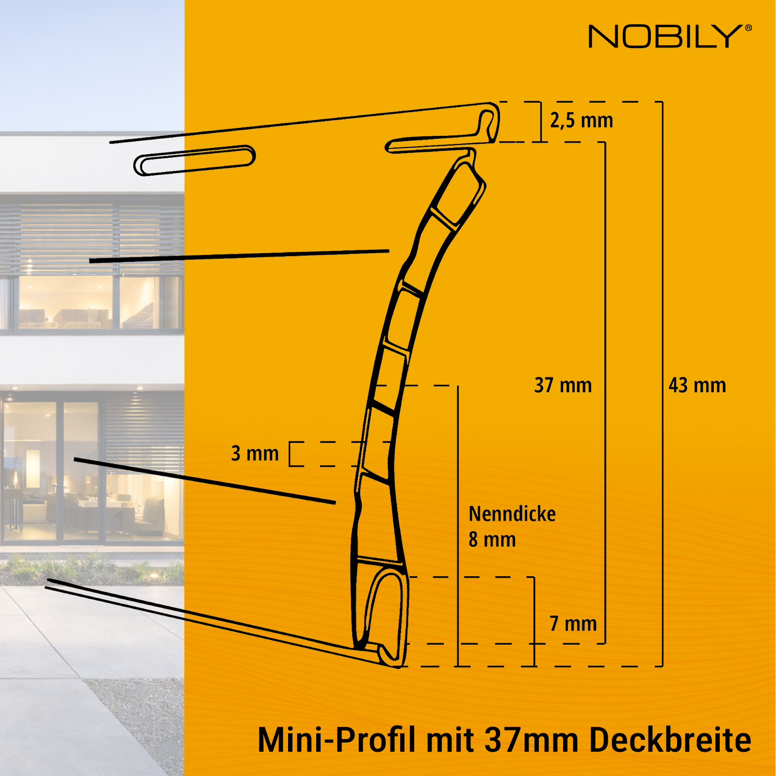 1x Rolladen Lamelle aus Kunststoff (PVC) in Grau, 37mm Deckbreite, 980mm Länge