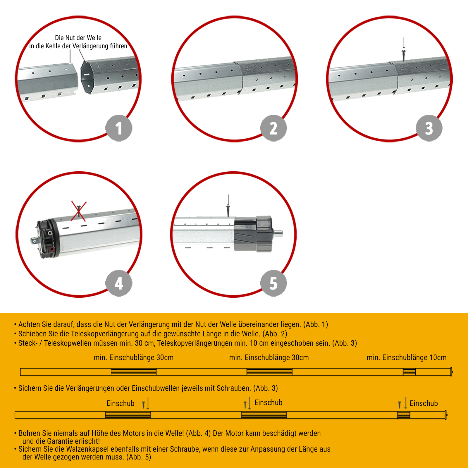NOBILY Komplettset inkl. Rollladenmotor PE5, Rollladensteuerung ZS1 u. Rollladenwelle 100cm Zugkraft 10Nm / 25kg SW60