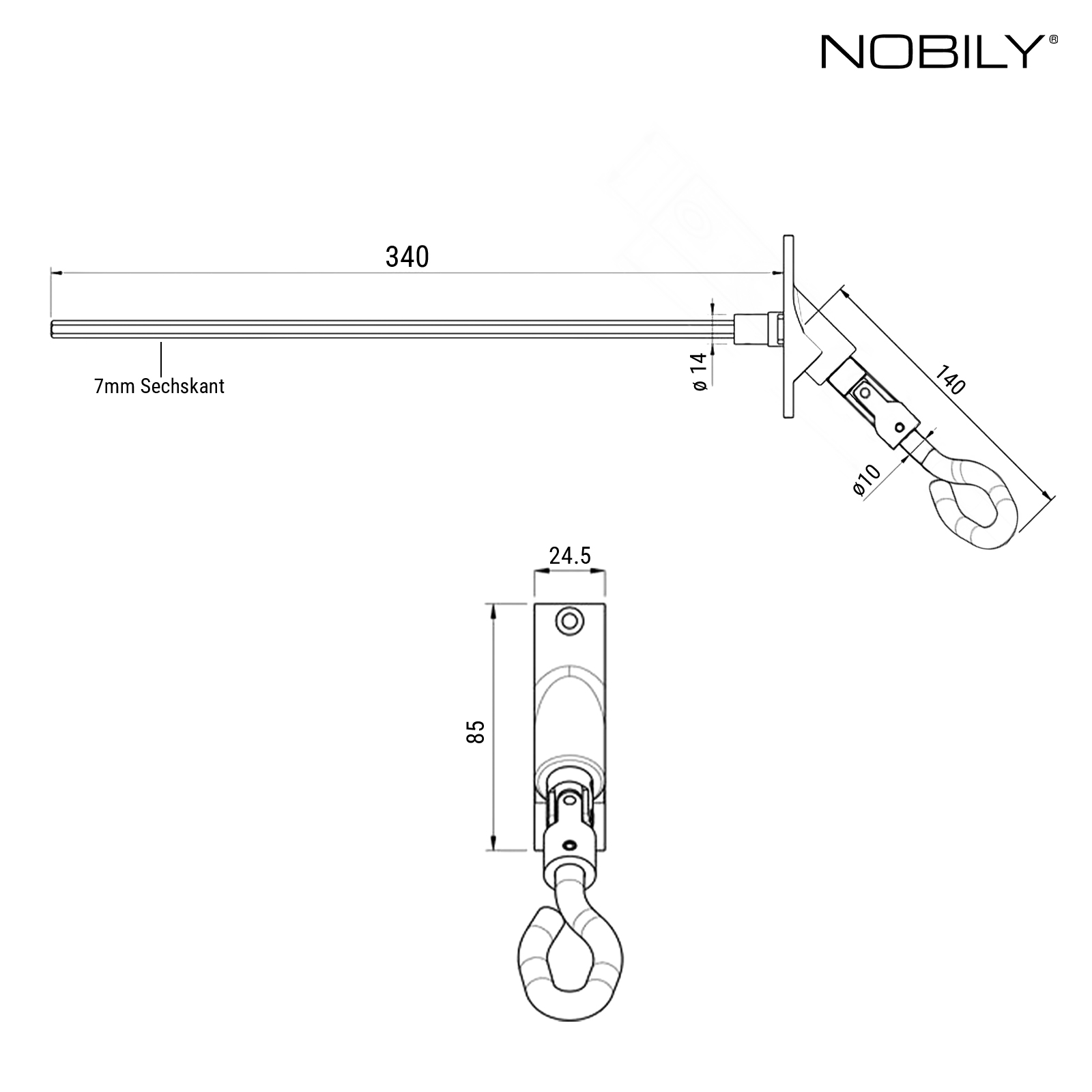 Gelenkkurbelöse für Rollladenmotor mit Nothandgetriebe
