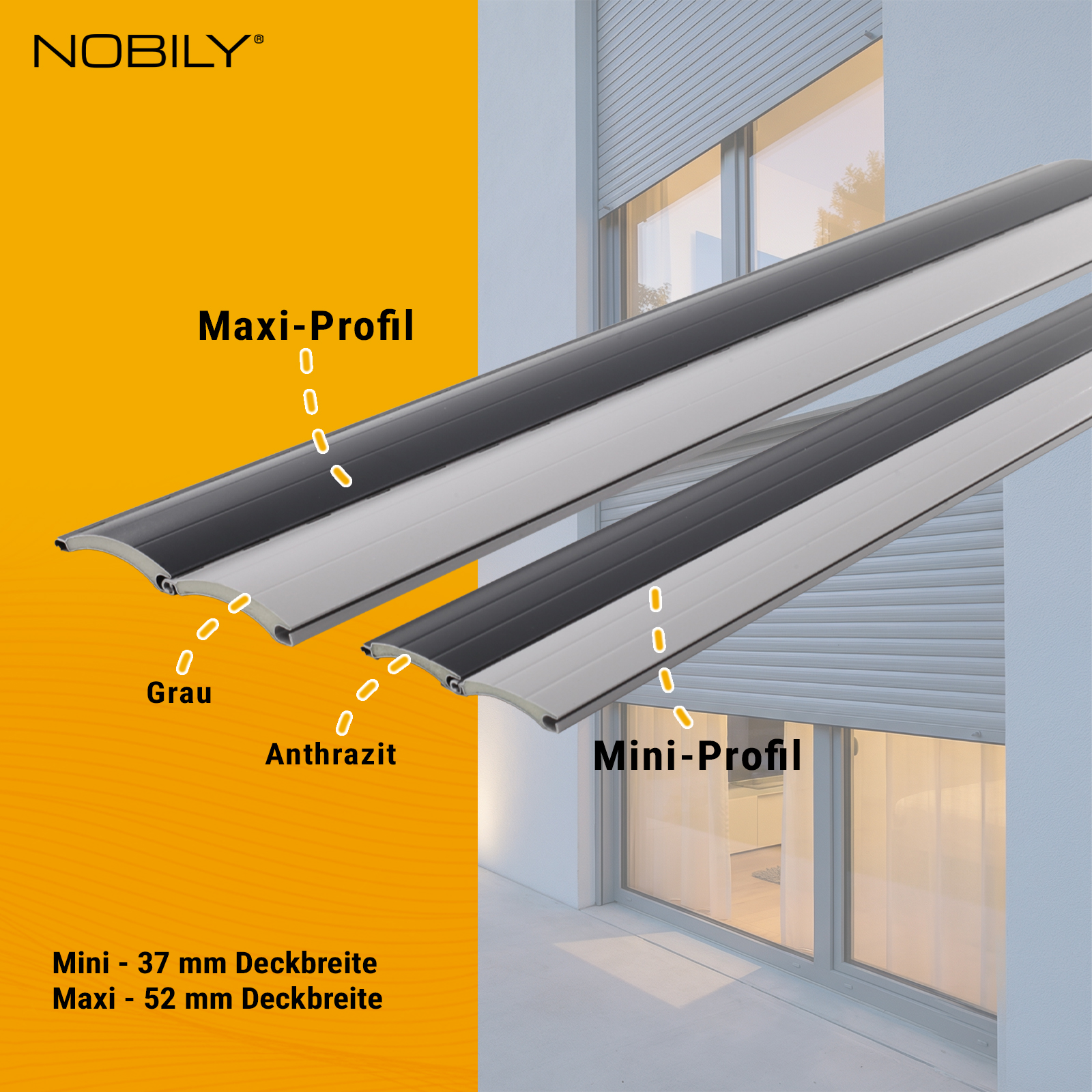 1x Rolladen Lamelle aus Aluminium in Anthrazit, 37mm Deckbreite, 980mm Länge